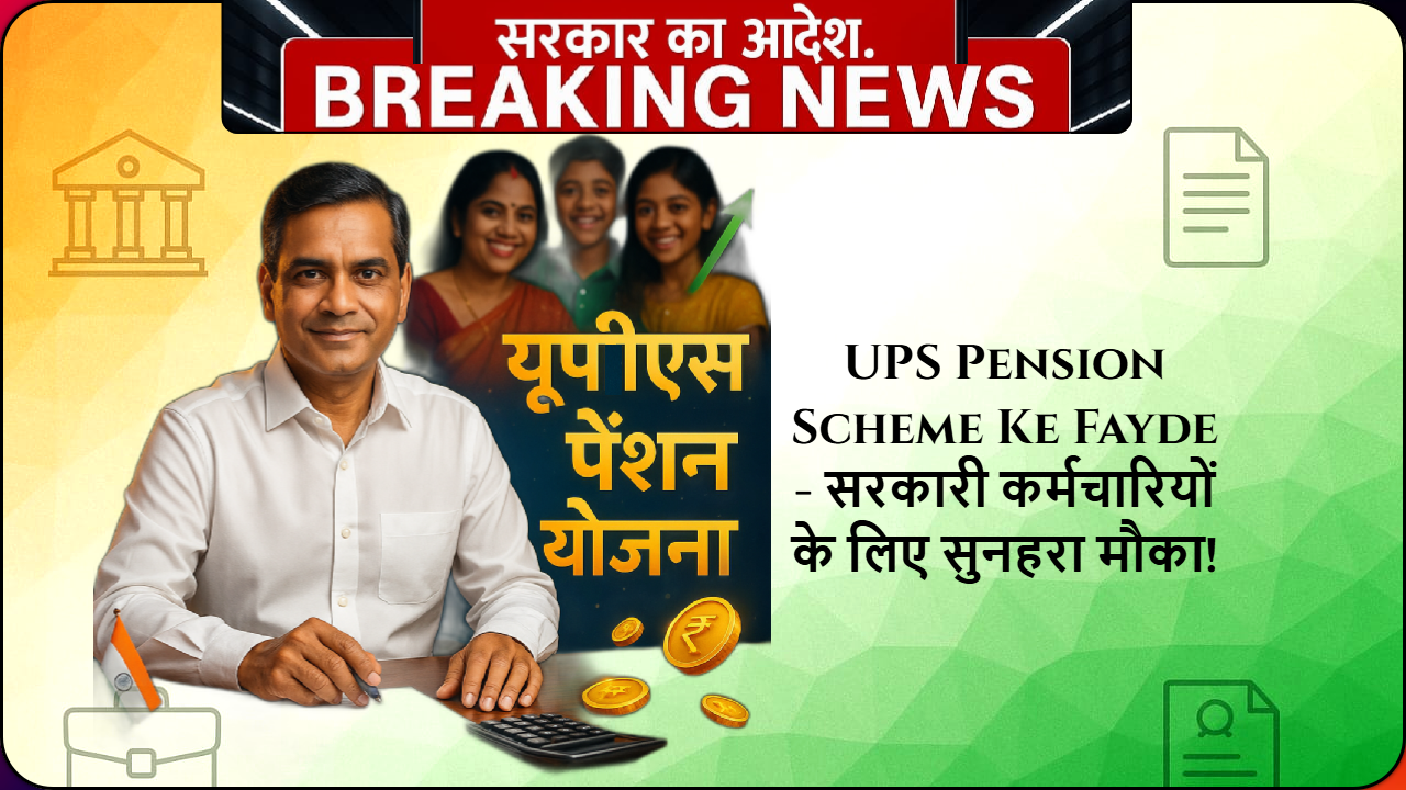 UPS Pension Scheme ke kya fayde hai - सरकारी कर्मचारी को मिलने वाले पेंशन लाभ और परिवारिक सुरक्षा दिखाता चित्र