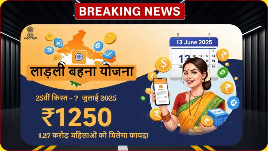 LADLI BAHNA YOJANA 25TH KIST तारीख की घोषणा जून 2025, मप्र सरकार की महिलाओं के लिए योजना, मासिक 1250 रुपए भुगतान विवरण